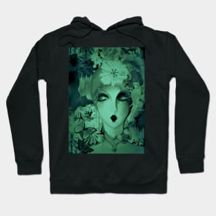 70s deco collage art poster print green lady Hoodie